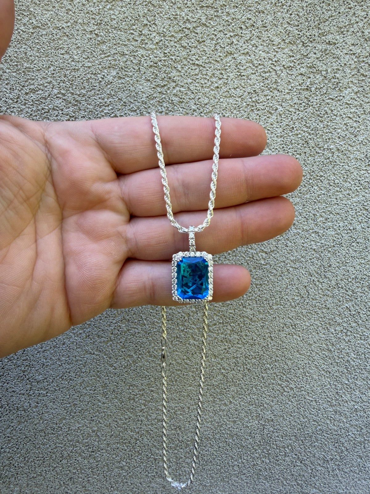 MOISSANITE Royalty Ocean Freeze Pendant - 925 Silver - Lab Aquamarine Stone