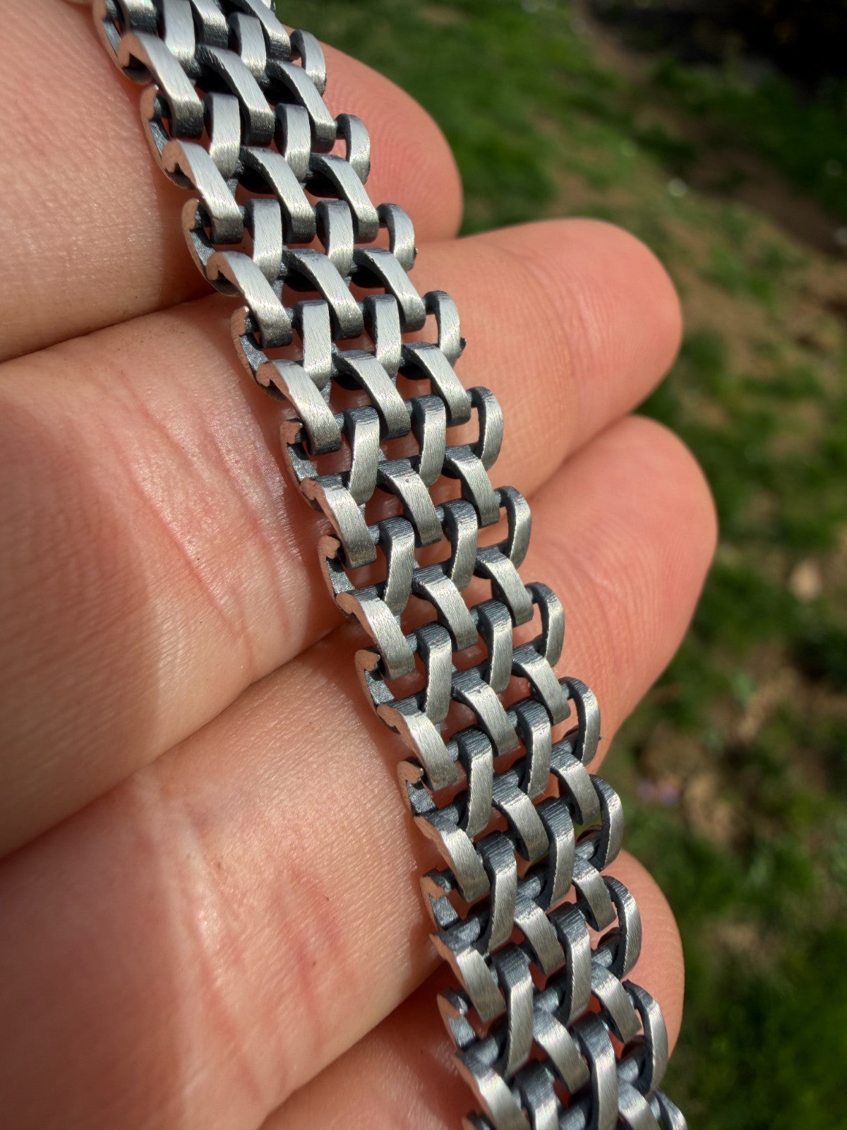 Mens Turquoise Wheat Woven Link Bracelet - 925 Sterling Silver - 8.5" - 12mm