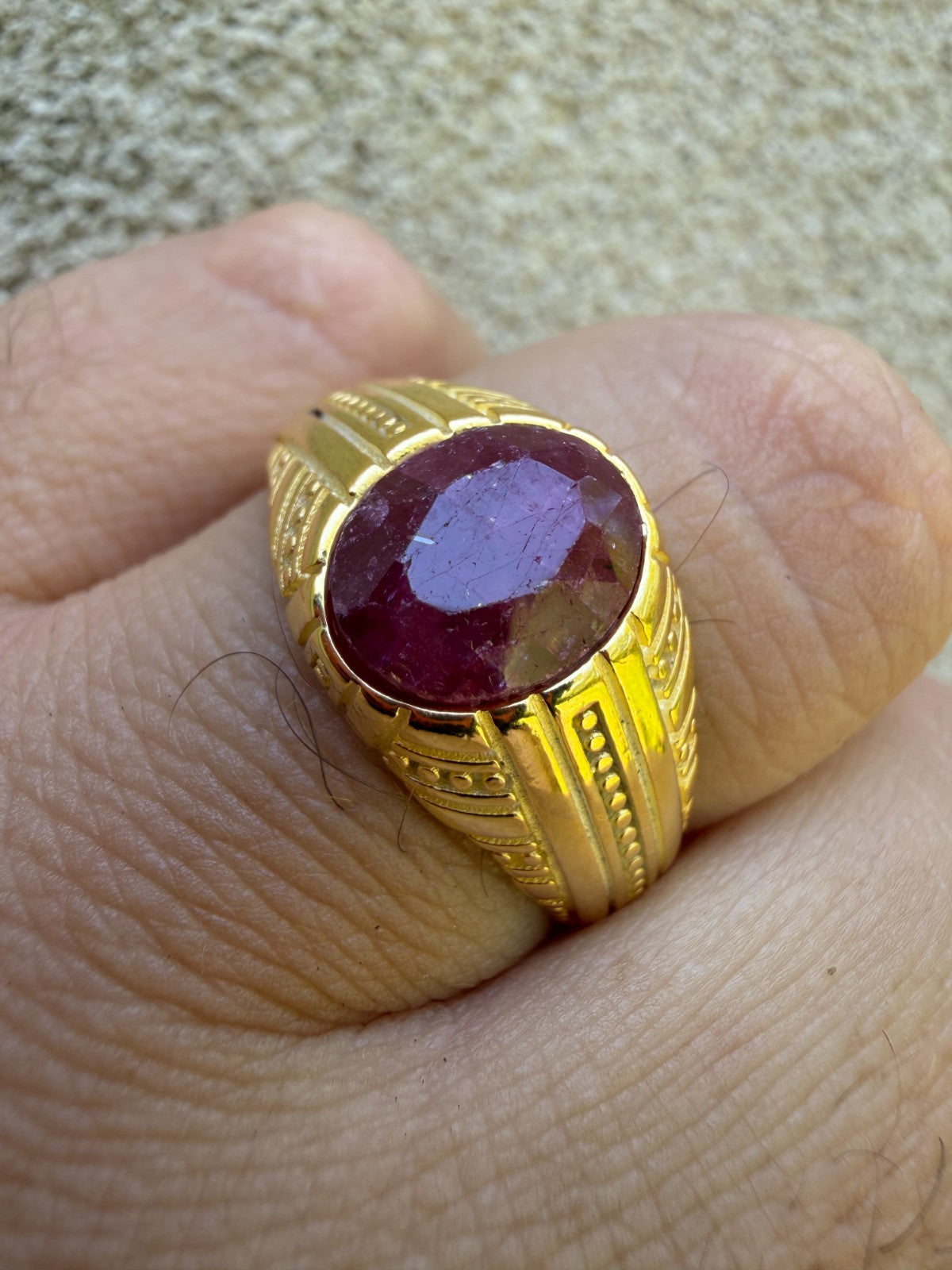 Royal Dynasty Ring - 14k Gold Vermeil 925 Silver - Genuine Red Ruby Stone