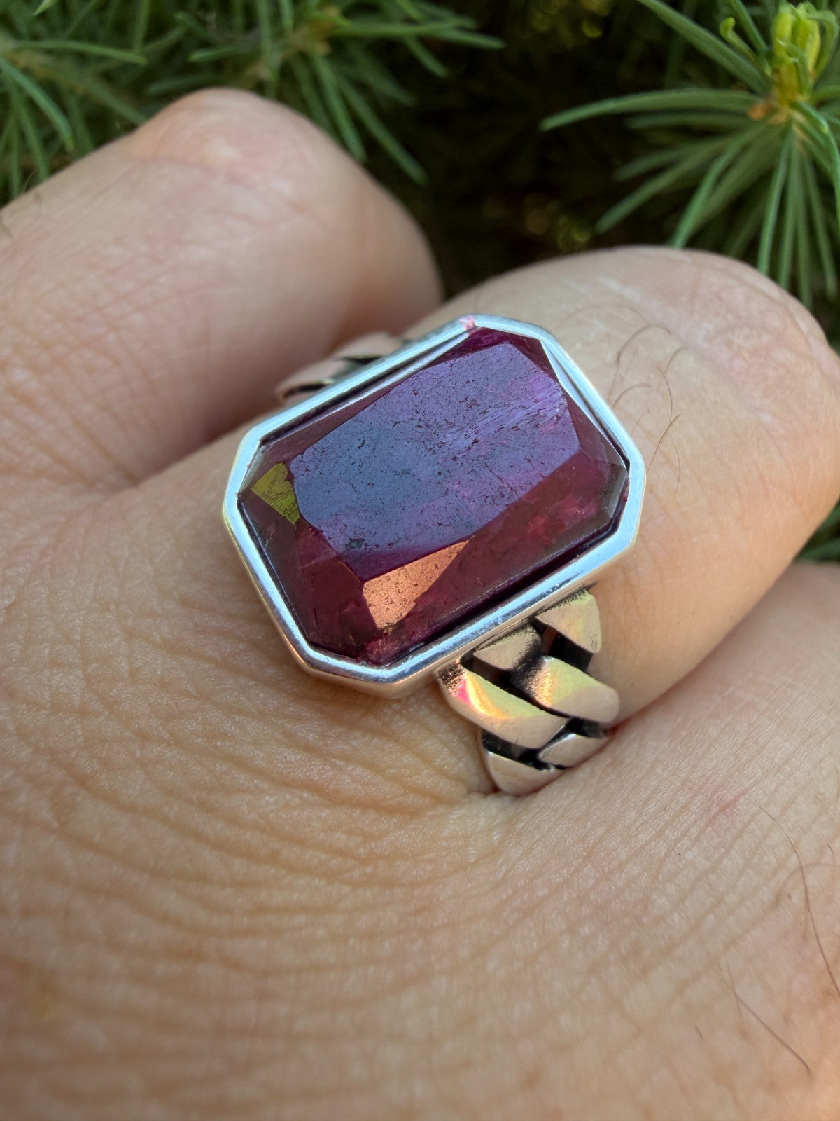 Havana Cuban Ring - 925 Silver - Genuine Red Ruby Stone