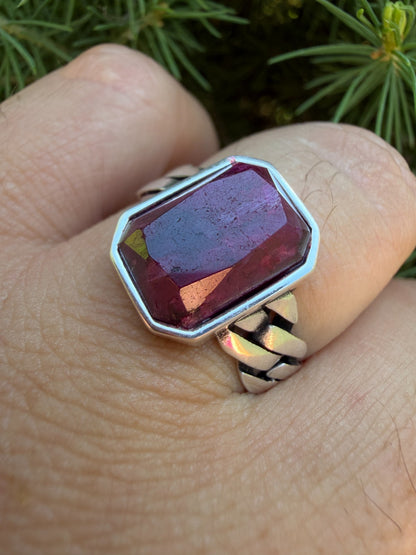 Havana Cuban Ring - 925 Silver - Genuine Red Ruby Stone