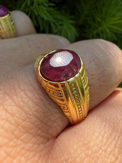 Royal Dynasty Ring - 14k Gold Vermeil 925 Silver - Genuine Red Ruby Stone