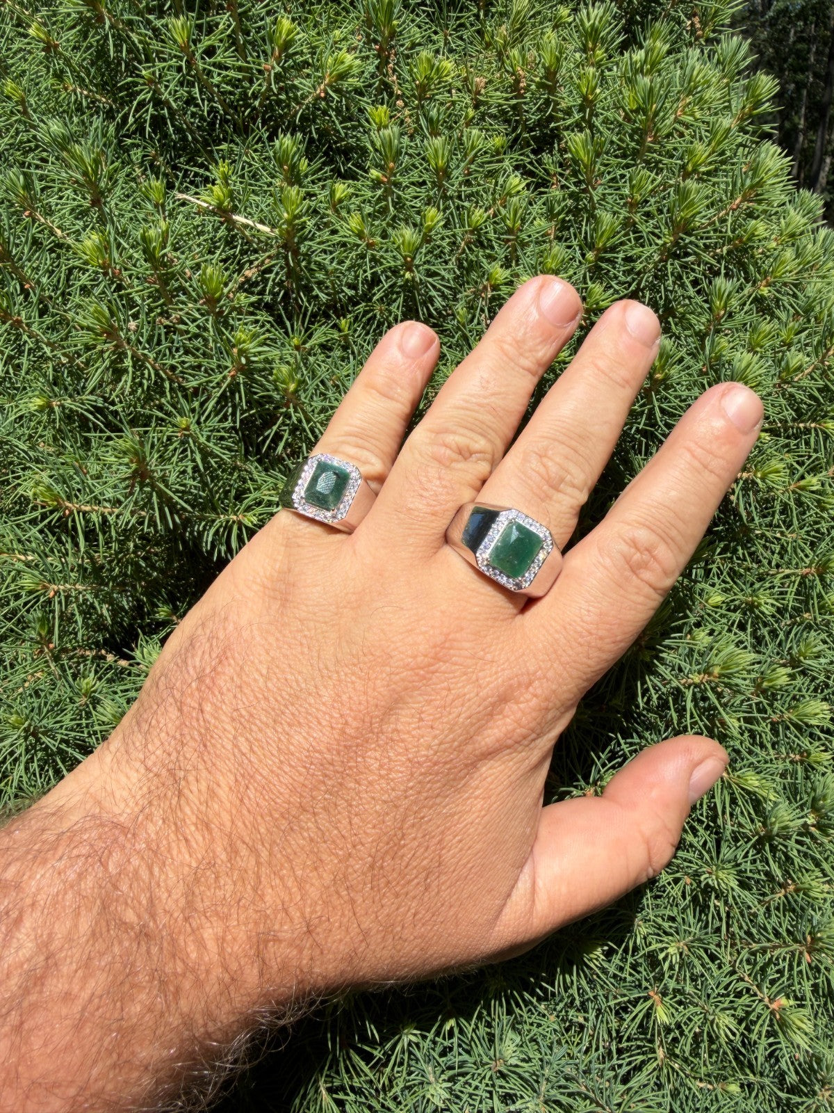 MOISSANITE Cardinal Crown Ring - 925 Silver - Genuine Green Emerald Stone