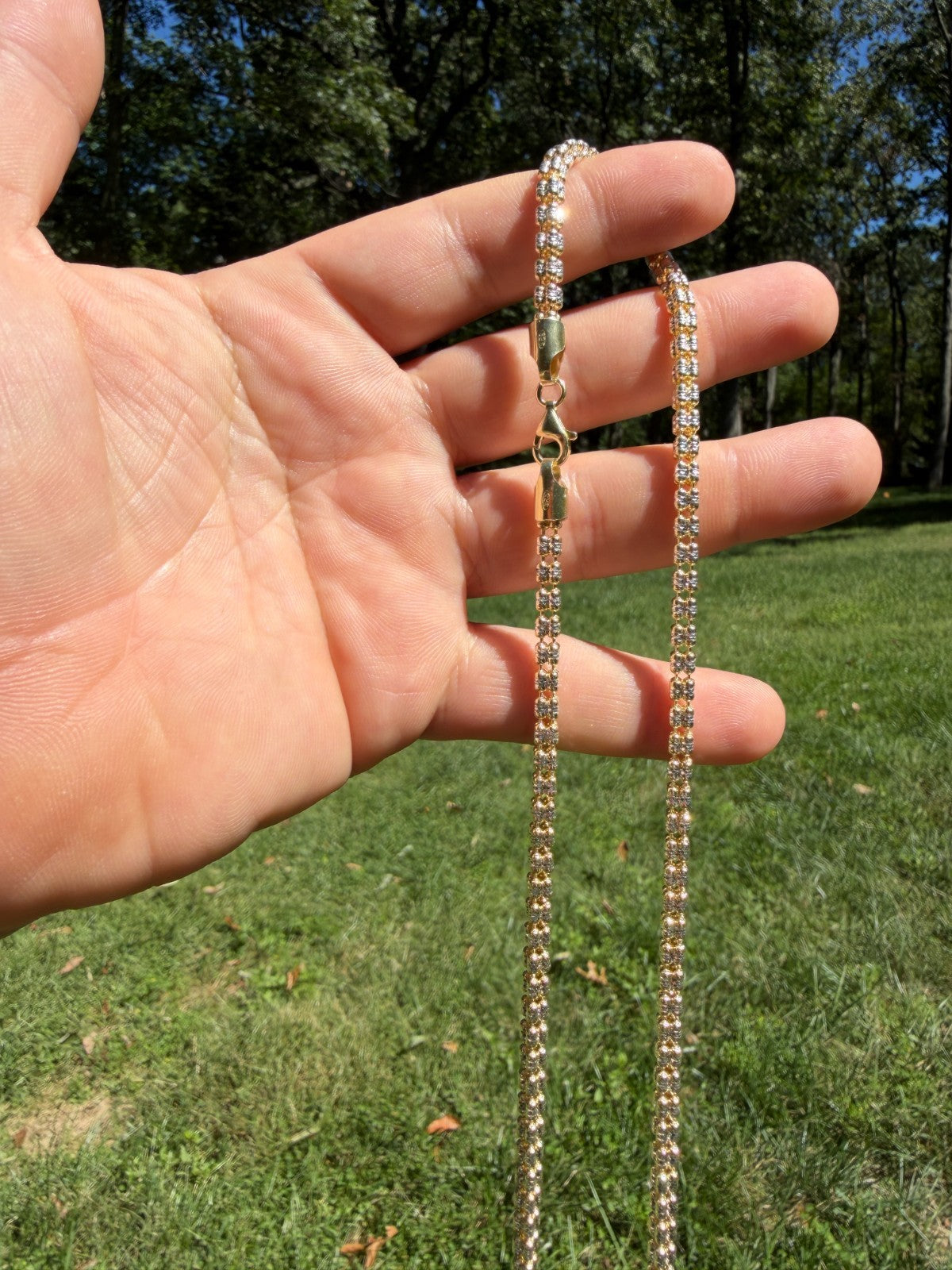 Ice Link Chain Necklace - 14k Gold Vermeil 925 Sterling Silver - 16"-30" - 4mm-5mm