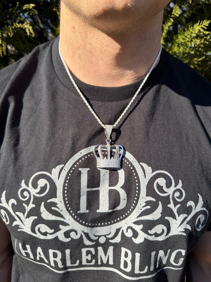 MOISSANITE Royalty Crown Pendant - 14k Yellow/Rose Gold Vermeil or 925 Silver - Large 2"