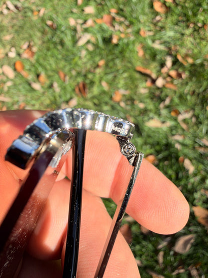 MOISSANITE Cluster Custom Iced Out Sunglasses - 925 Silver Buffs - Light Brown