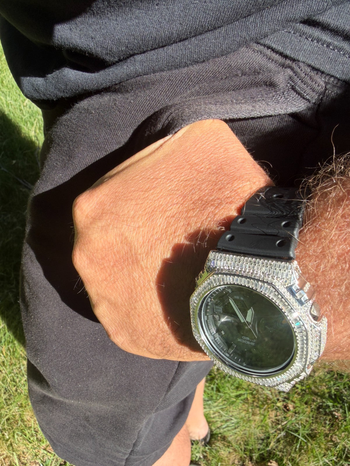 MOISSANITE Real 925 Silver Iced Baguette Casio G Shock GA-2100 Hip Hop Watch