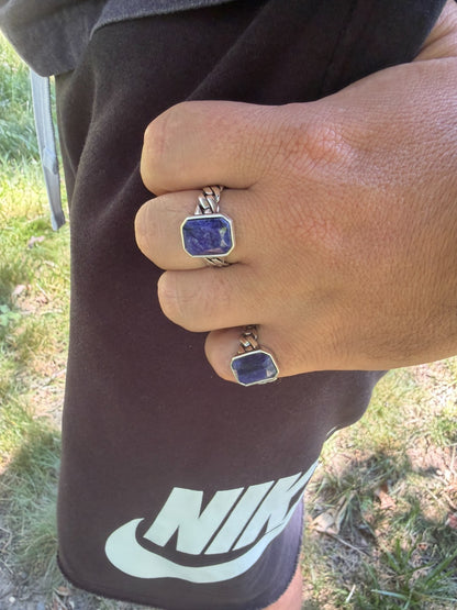 Havana Cuban Ring - 925 Silver - Genuine Blue Sapphire Stone