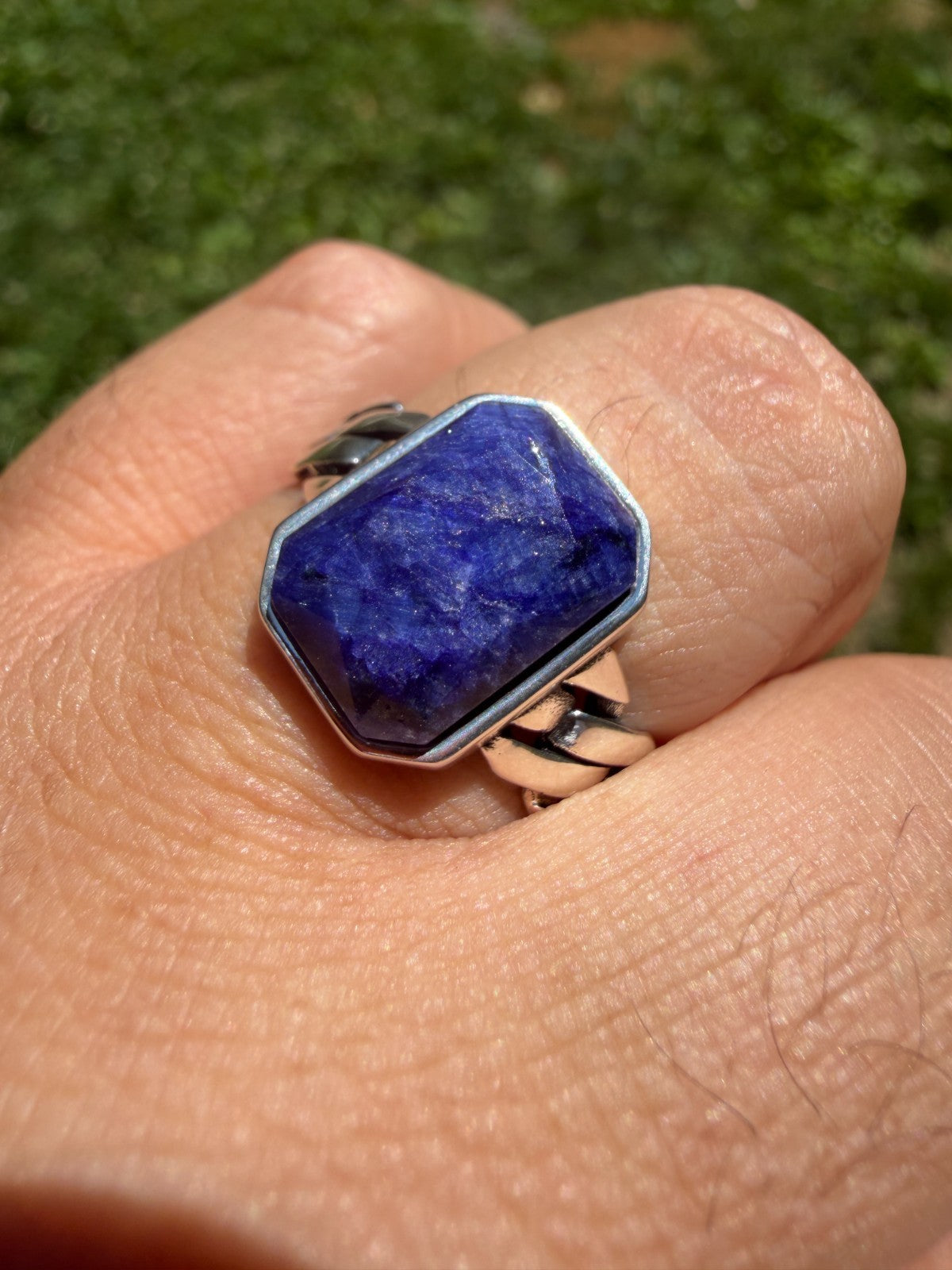 Havana Cuban Ring - 925 Silver - Genuine Blue Sapphire Stone
