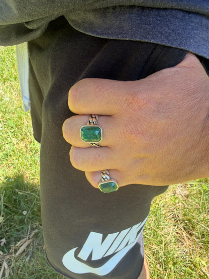 Havana Cuban Ring - 925 Silver - Genuine Green Emerald Stone