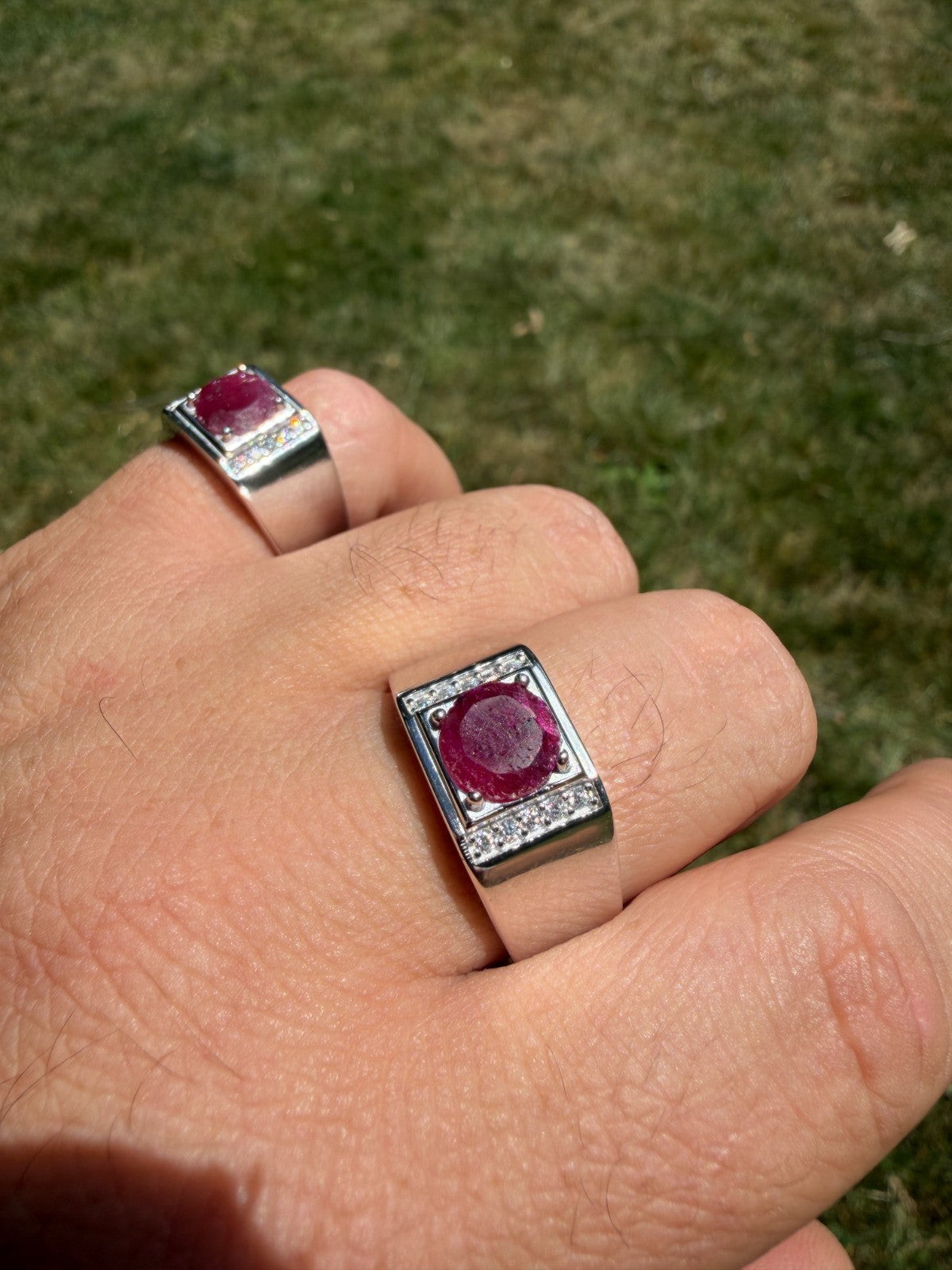 MOISSANITE Monarch Ring - 925 Silver - Genuine Red Ruby Stone