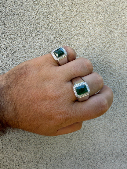 MOISSANITE Cardinal Crown Ring - 925 Silver - Genuine Green Emerald Stone