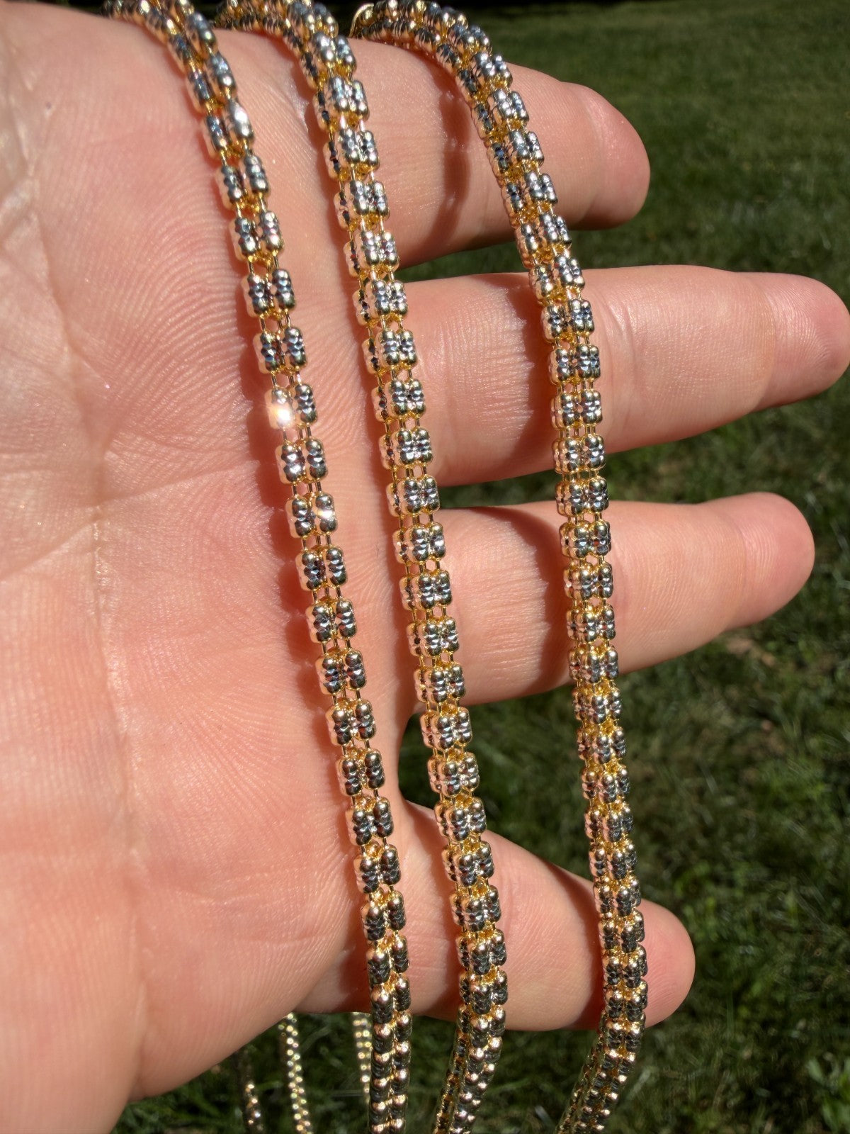 Ice Link Chain Necklace - 14k Gold Vermeil 925 Sterling Silver - 16"-30" - 4mm-5mm