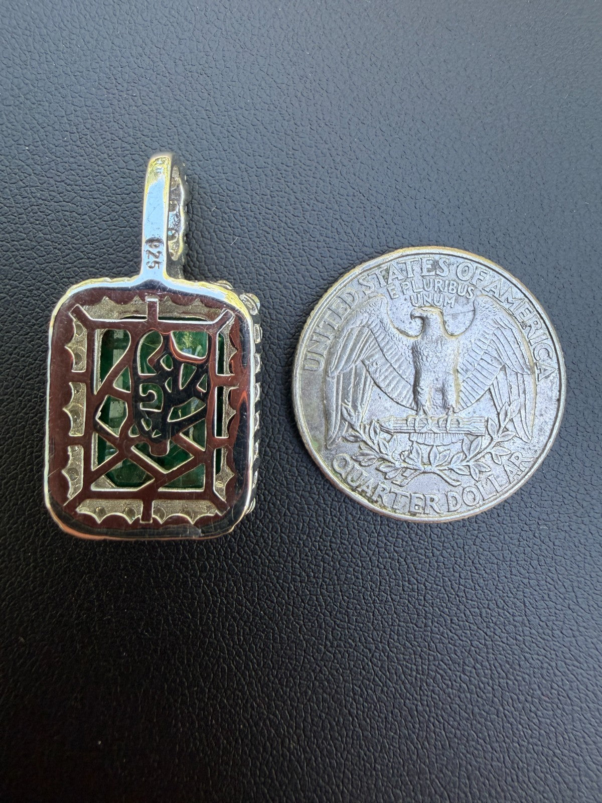 MOISSANITE Royalty Green Phantom Pendant - 925 Silver - Green Emerald Stone