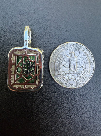 MOISSANITE Royalty Green Phantom Pendant - 925 Silver - Green Emerald Stone