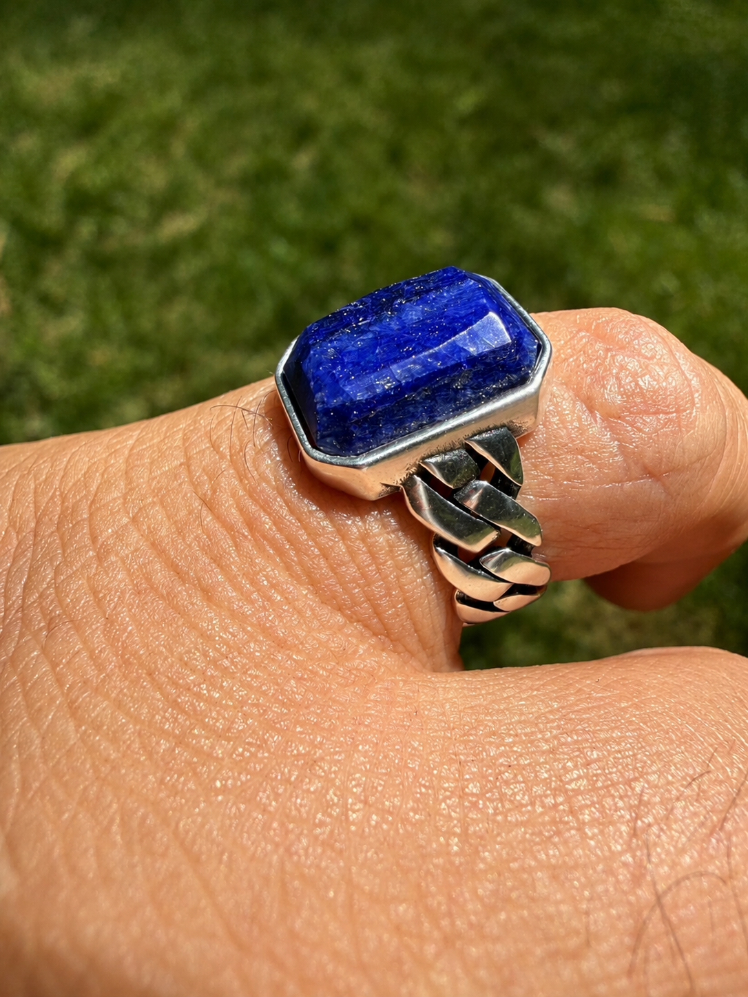 Havana Cuban Ring - 925 Silver - Genuine Blue Sapphire Stone
