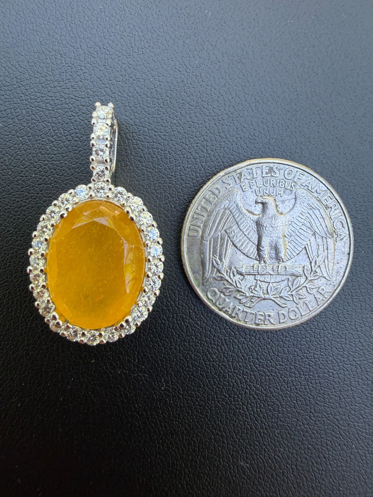 MOISSANITE Royalty Honey Pendant - 925 Silver - Oval Genuine Yellow Sapphire Stone