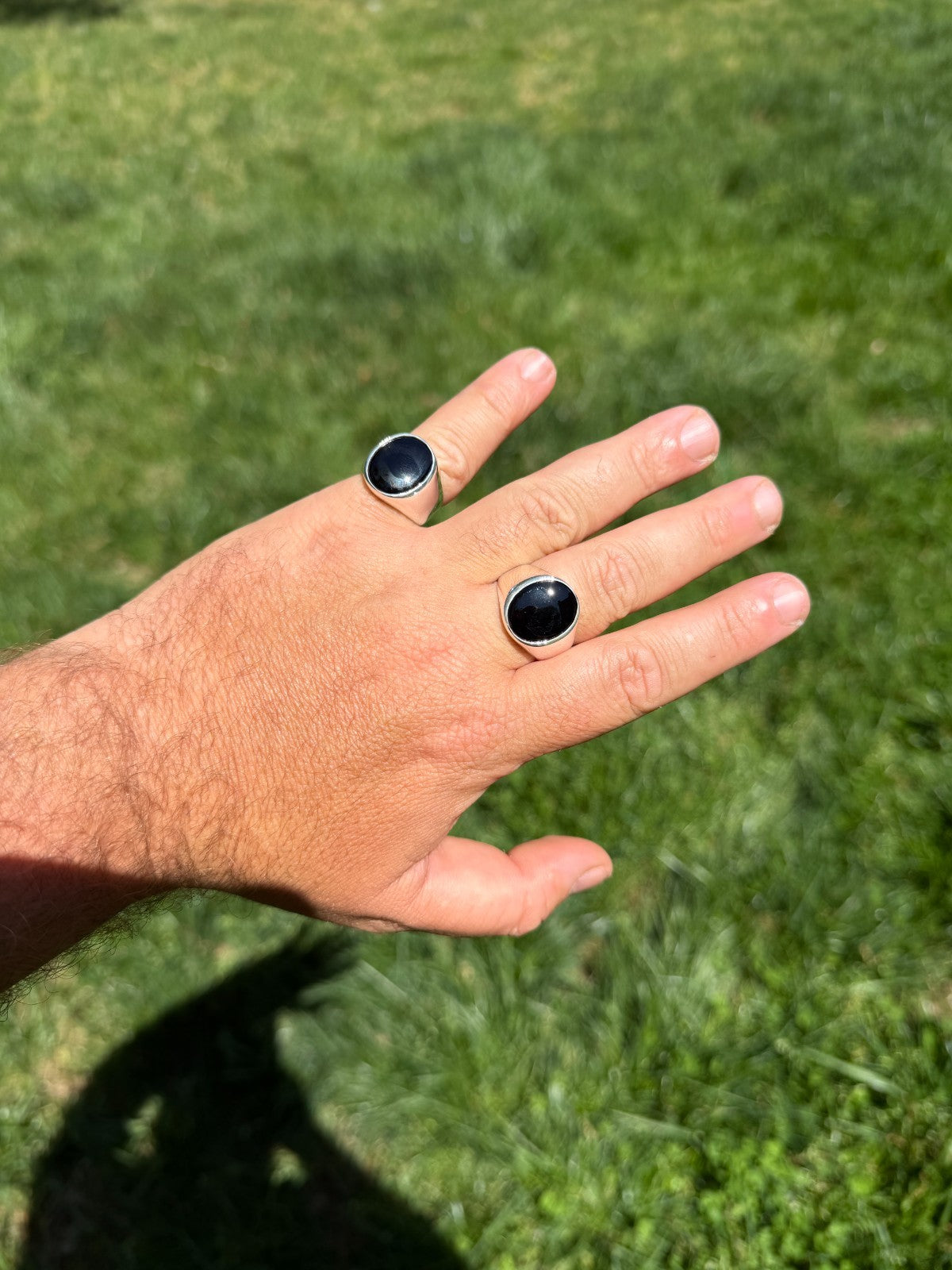 Shadow Boss Ring - 925 Silver - Genuine Black Onyx Stone