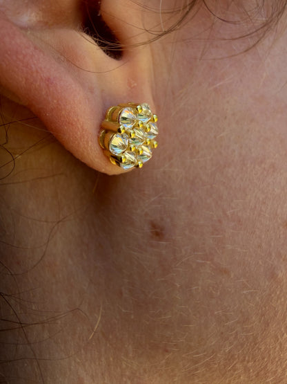MOISSANITE Upside Down Reverse Set Cluster Iced Out Honeycomb Set Earrings - 14k Gold Vermeil 925 Silver - 6mm -11mm