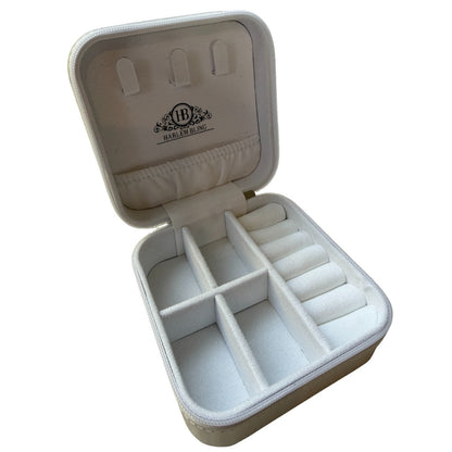 Harlembling Mini Leather Travel Jewelry Box Case - White