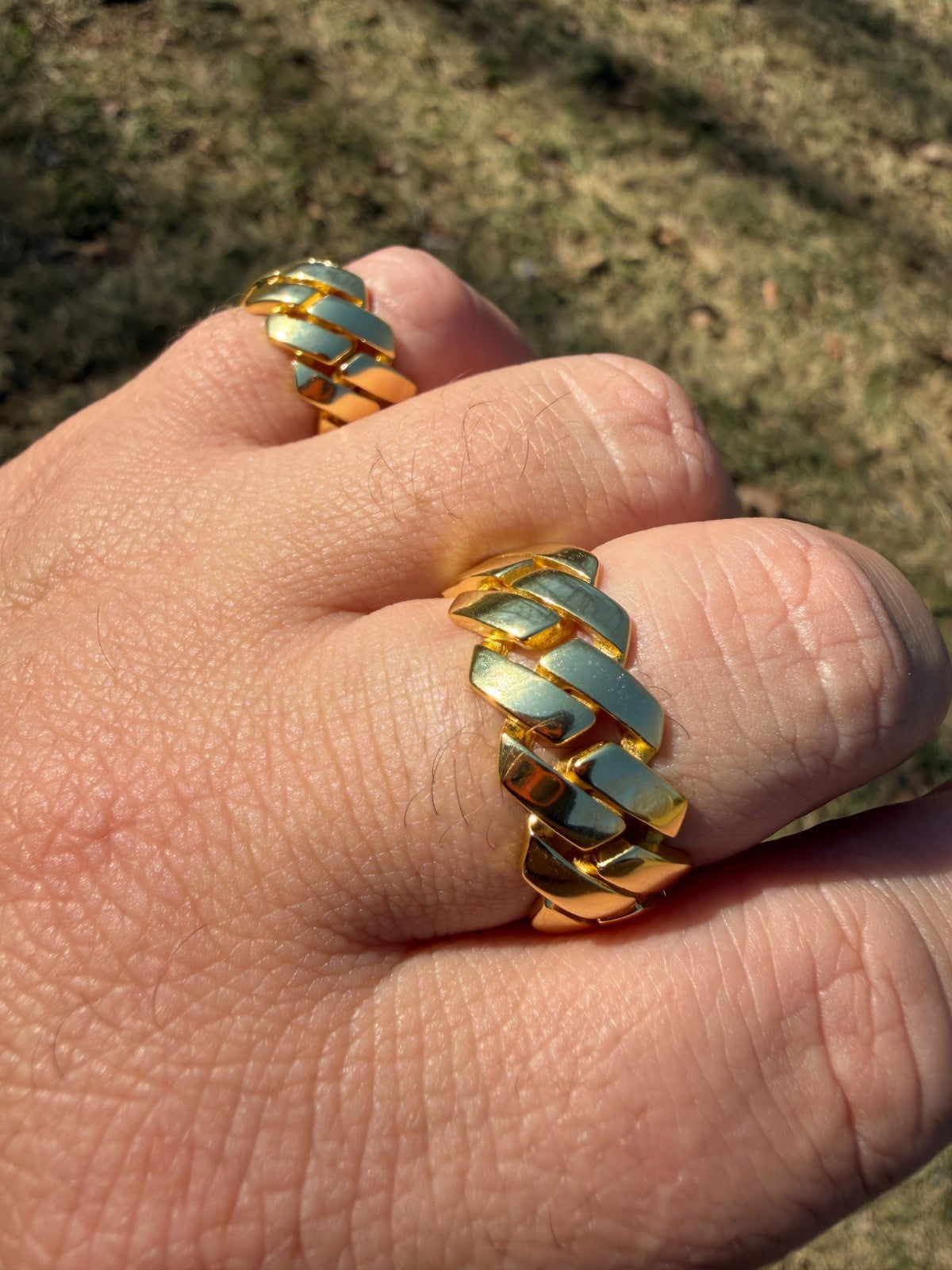 Classic 11.5mm Prong Miami Cuban Eternity Band Ring - 14k Gold Vermeil 925 Silver - Plain