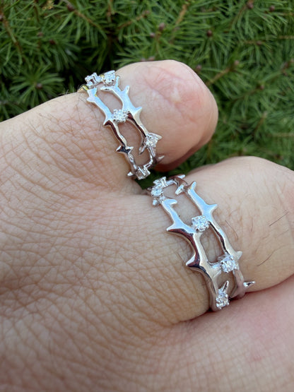 MOISSANITE Crown Of Thorns Eternity Band Ring - 925 Silver