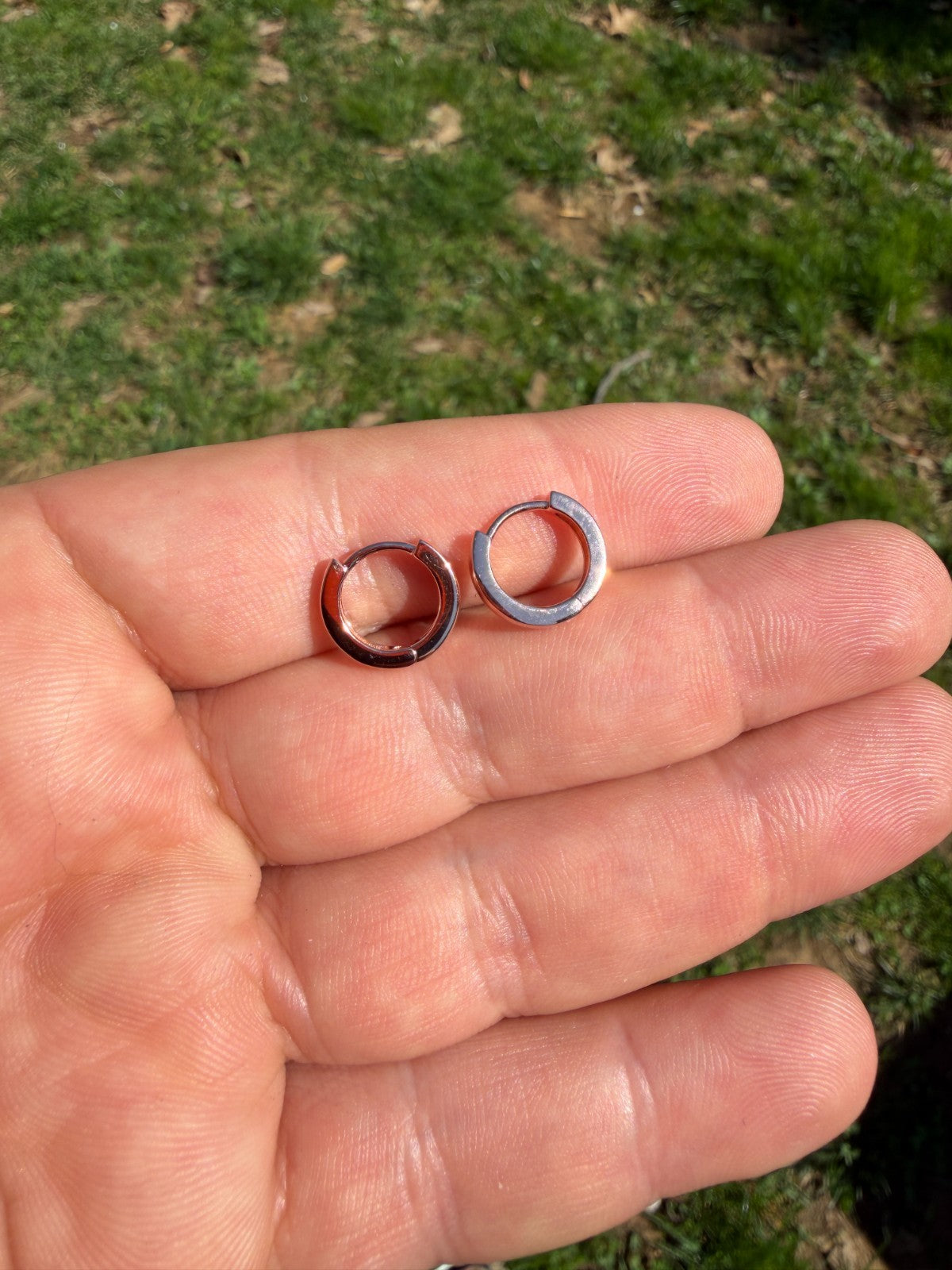 Plain Small Huggie Hoop Earrings - 14k Rose Gold Vermeil 925 Silver - 12.5mm