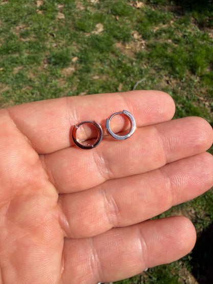 Plain Small Huggie Hoop Earrings - 14k Rose Gold Vermeil 925 Silver - 12.5mm