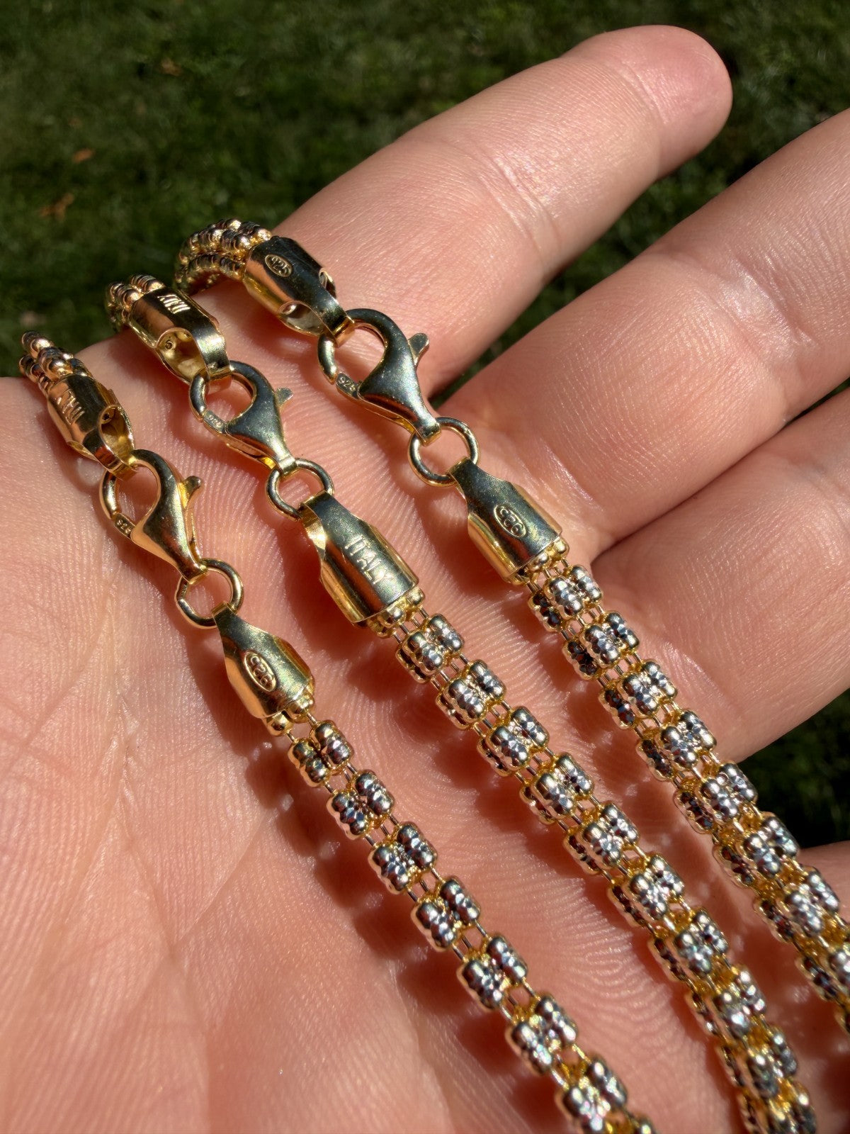Ice Link Chain Necklace - 14k Gold Vermeil 925 Sterling Silver - 16"-30" - 4mm-5mm