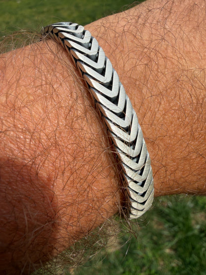 Custom 3 Link Miami Cuban Python Bracelet - Oxidized 925 Sterling Silver - 8.5" - 12mm