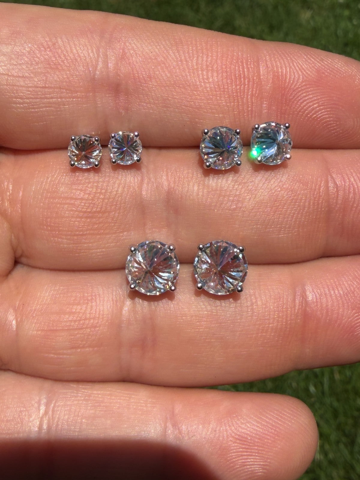 MOISSANITE Upside Down Reverse Set Pushback Stud Earrings - 925 Silver - 5mm-8mm - 1-4ct