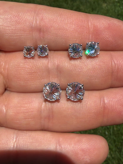 MOISSANITE Upside Down Reverse Set Pushback Stud Earrings - 925 Silver - 5mm-8mm - 1-4ct