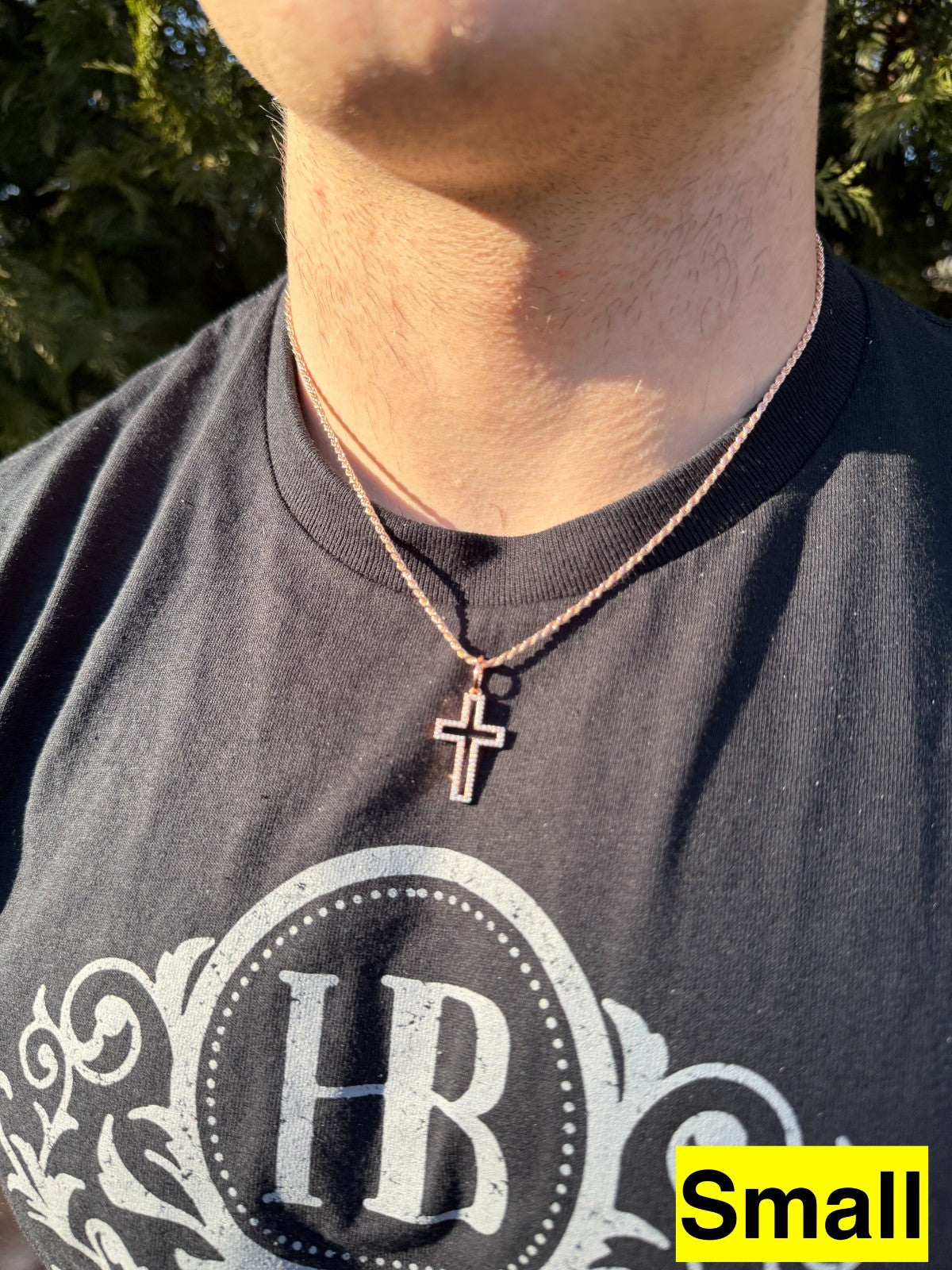 MOISSANITE Classic Cross Cutout Pendant - 14k Rose Gold Vermeil 925 Silver - 3 Sizes 1.33"-3"