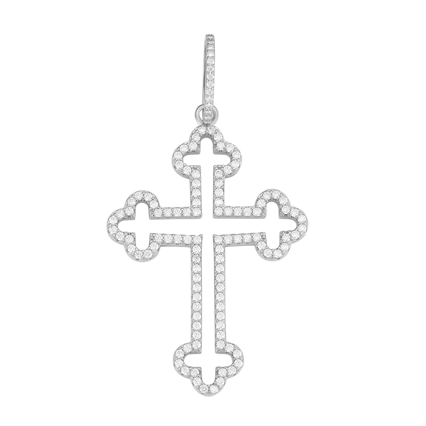 MOISSANITE Gothic Cross Cutout Pendant - 925 Silver - 3 Sizes 1.33"-3"