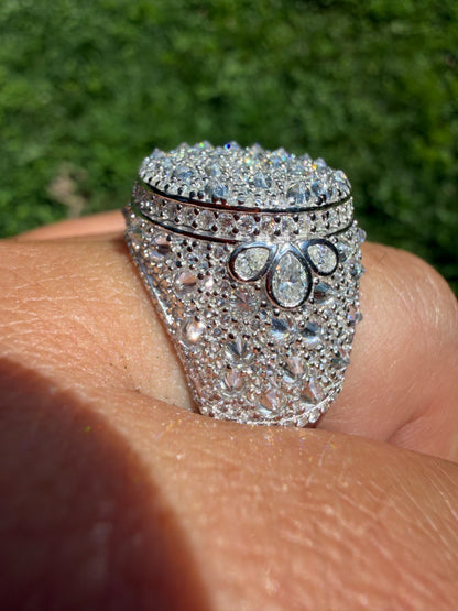 MOISSANITE Moses Upside Down Mosaic Set Iced Out Ring - 925 Silver