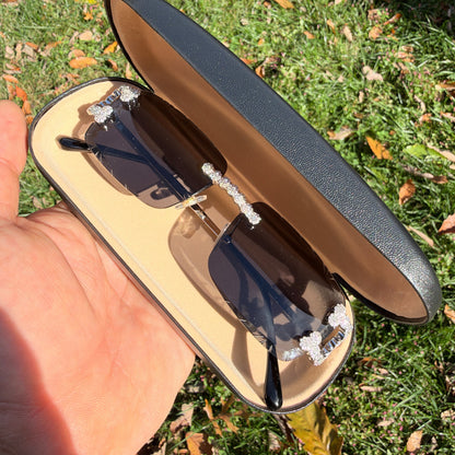 MOISSANITE Cluster Custom Iced Out Sunglasses - 925 Silver Buffs - Black