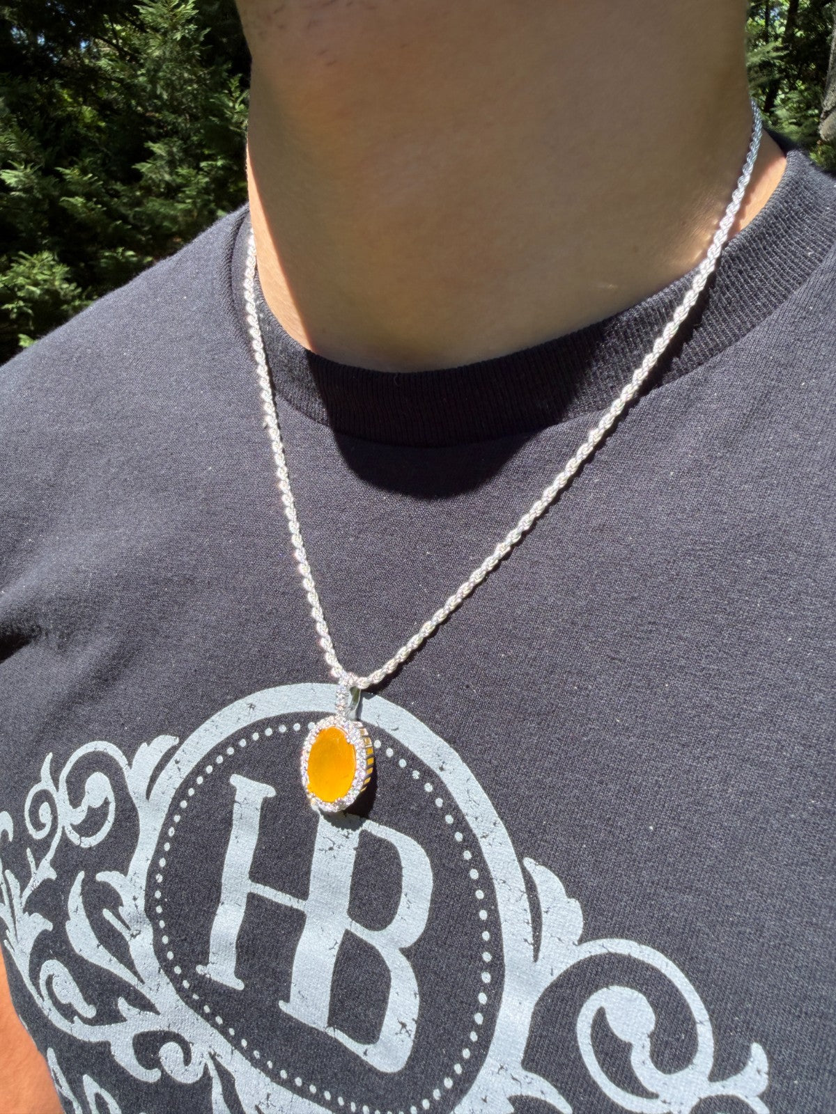 MOISSANITE Royalty Honey Pendant - 925 Silver - Oval Genuine Yellow Sapphire Stone