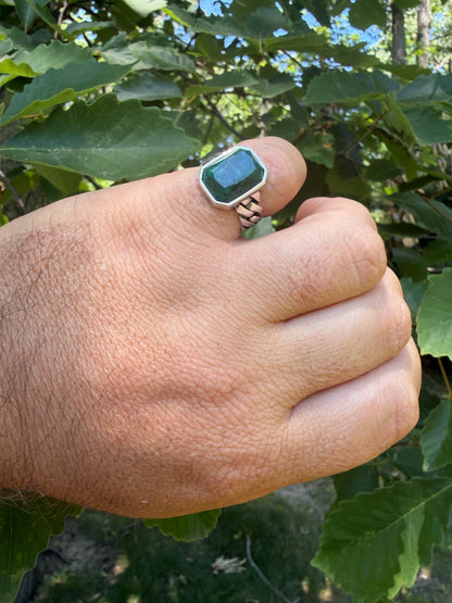Havana Cuban Ring - 925 Silver - Genuine Green Emerald Stone