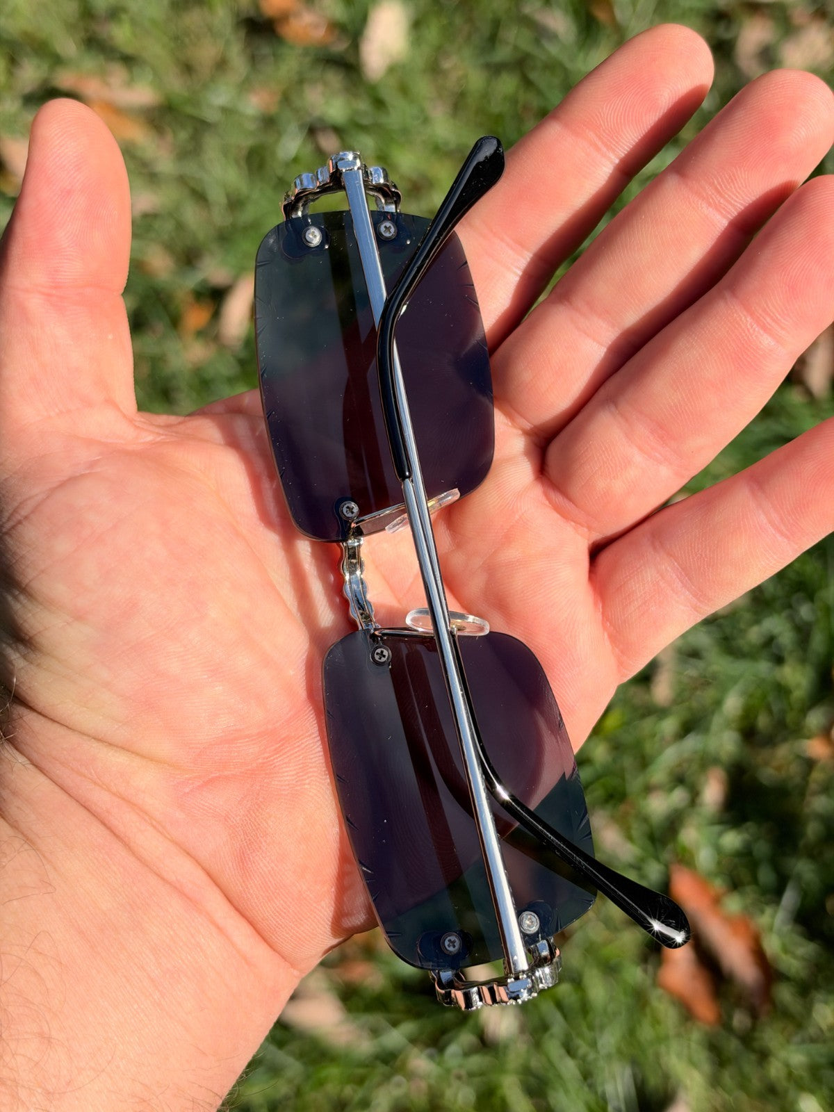 MOISSANITE Cluster Custom Iced Out Sunglasses - 925 Silver Buffs - Black