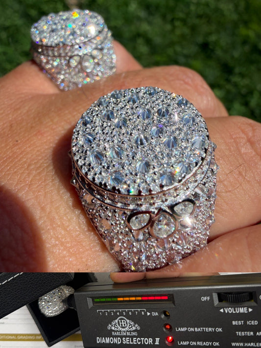 MOISSANITE Moses Upside Down Mosaic Set Iced Out Ring - 925 Silver