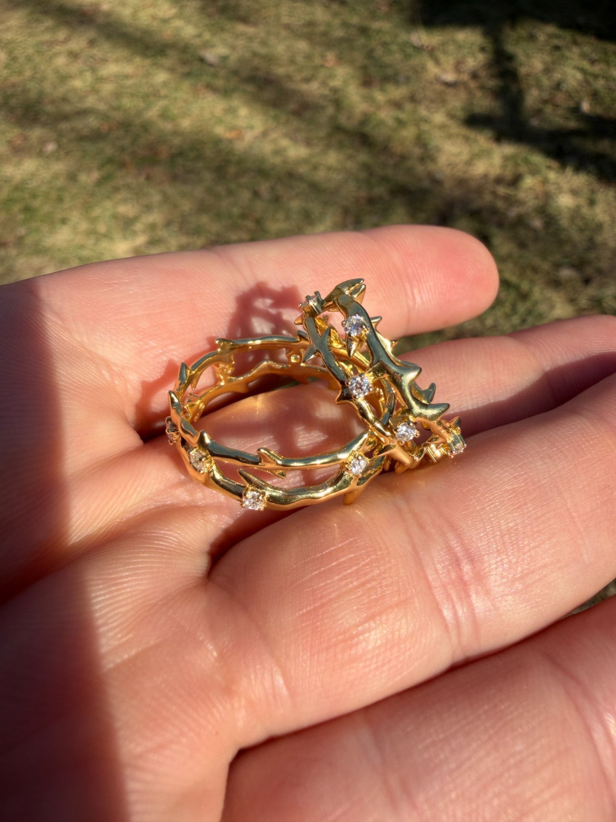 MOISSANITE Crown Of Thorns Eternity Band Ring - 14k Gold Vermeil 925 Silver