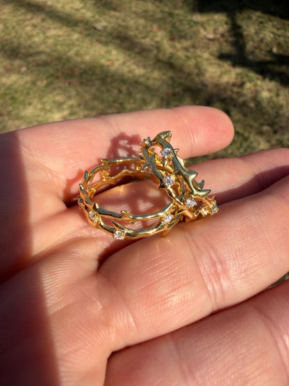 MOISSANITE Crown Of Thorns Eternity Band Ring - 14k Gold Vermeil 925 Silver