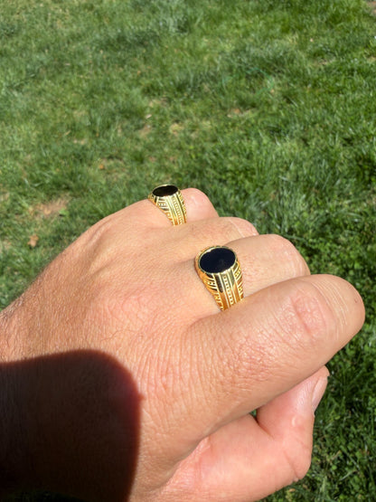Navajo Tribe Ring - 14k Gold Vermeil 925 Silver - Genuine Black Onyx Stone
