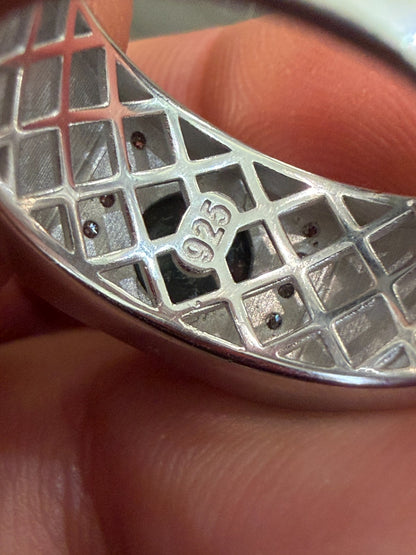 MOISSANITE Monarch Ring - 925 Silver - Genuine Blue Sapphire Stone