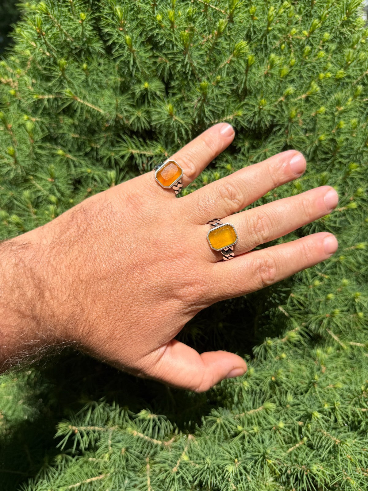 Havana Cuban Ring - 925 Silver - Genuine Yellow Sapphire Stone