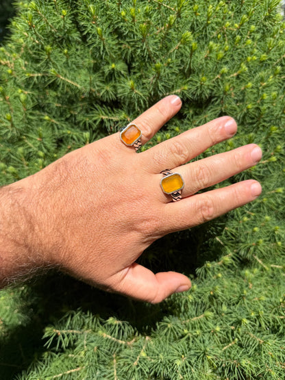 Havana Cuban Ring - 925 Silver - Genuine Yellow Sapphire Stone