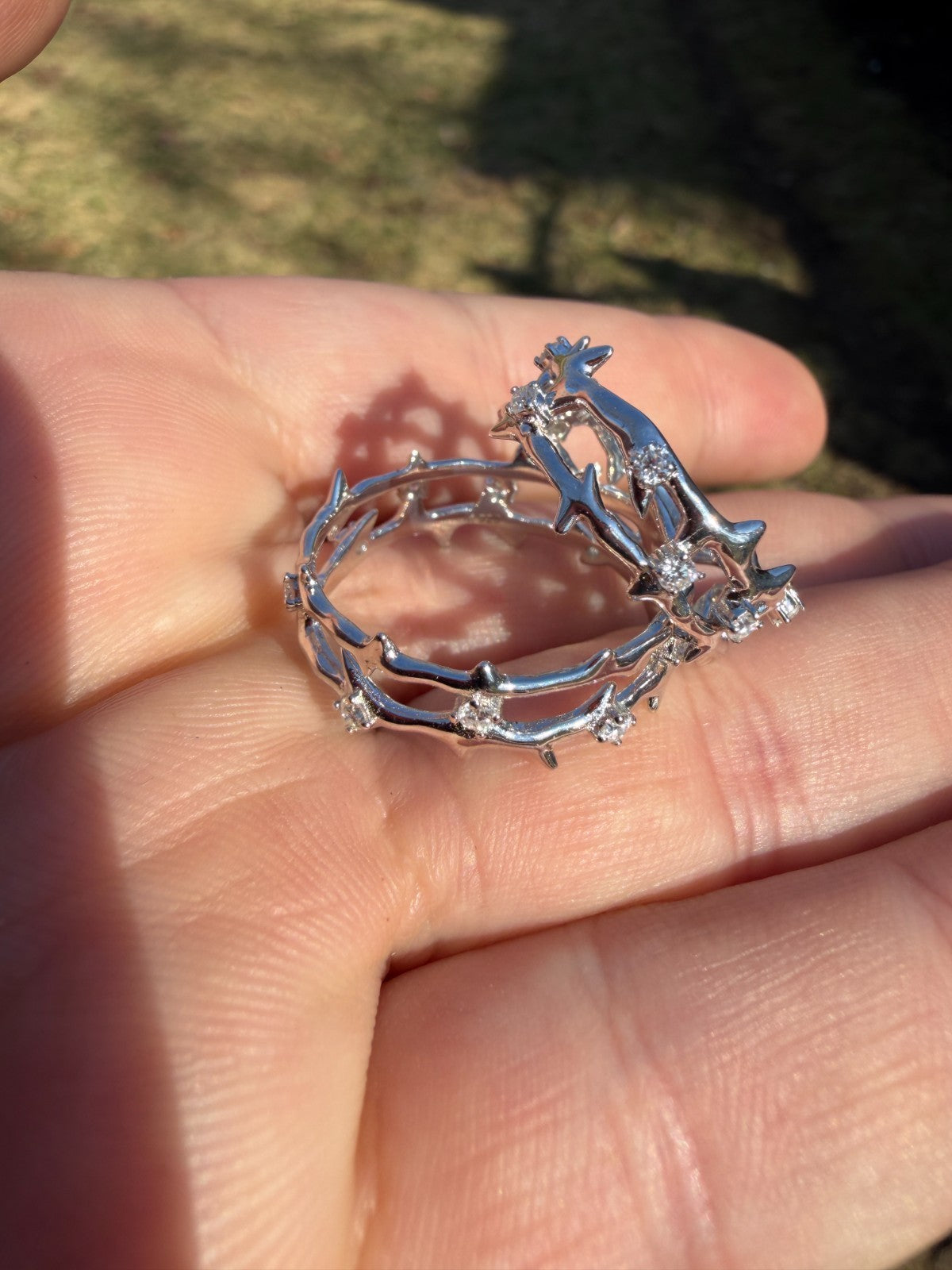 MOISSANITE Crown Of Thorns Eternity Band Ring - 925 Silver