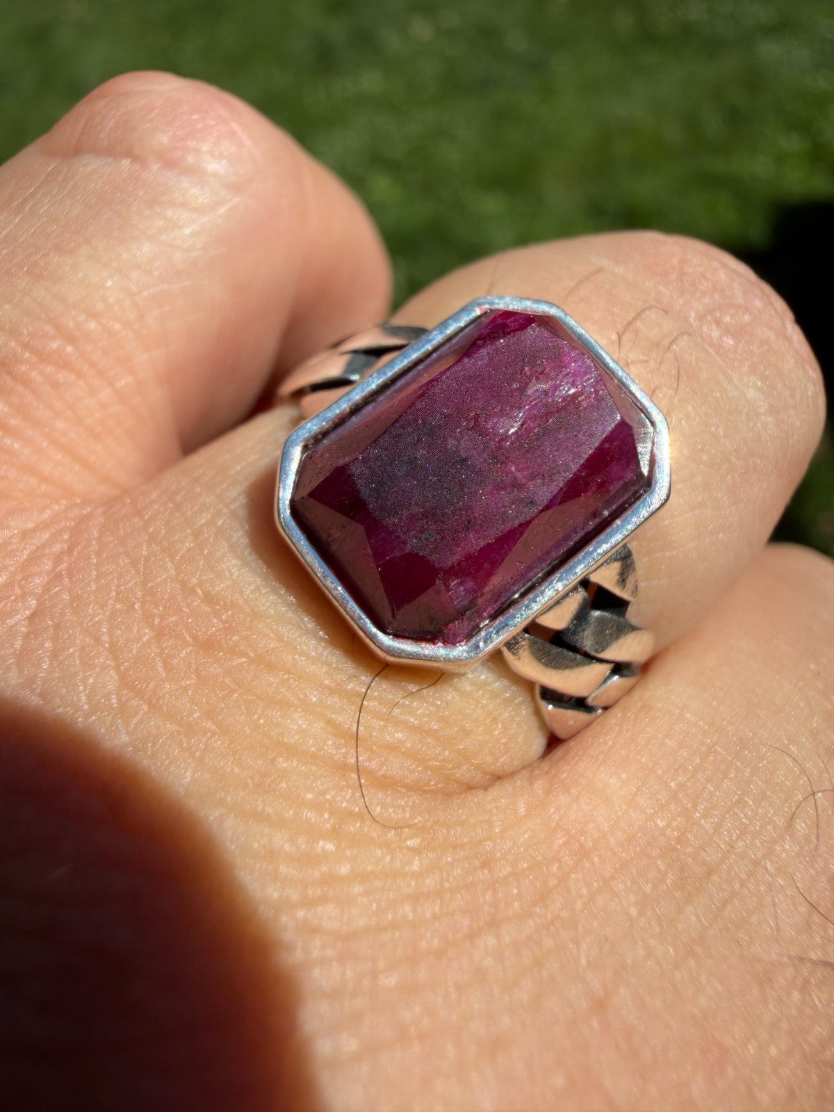 Havana Cuban Ring - 925 Silver - Genuine Red Ruby Stone