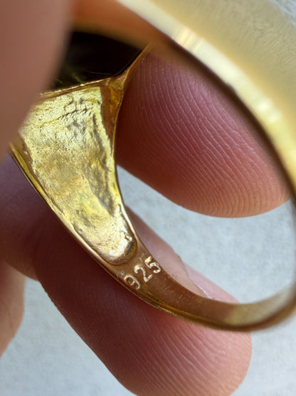 Midnight Don Ring - 14k Gold Vermeil 925 Silver - Genuine Black Onyx Stone