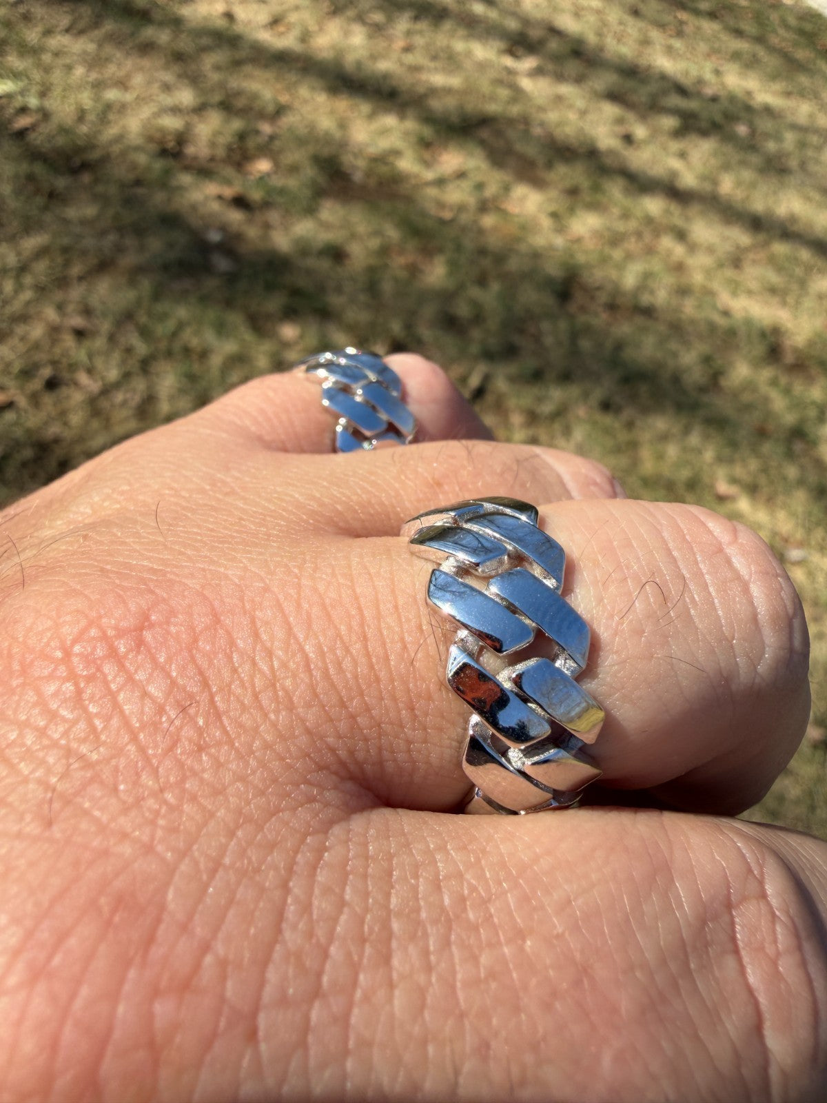 Classic 11.5mm Prong Miami Cuban Eternity Band Ring - 925 Silver - Plain